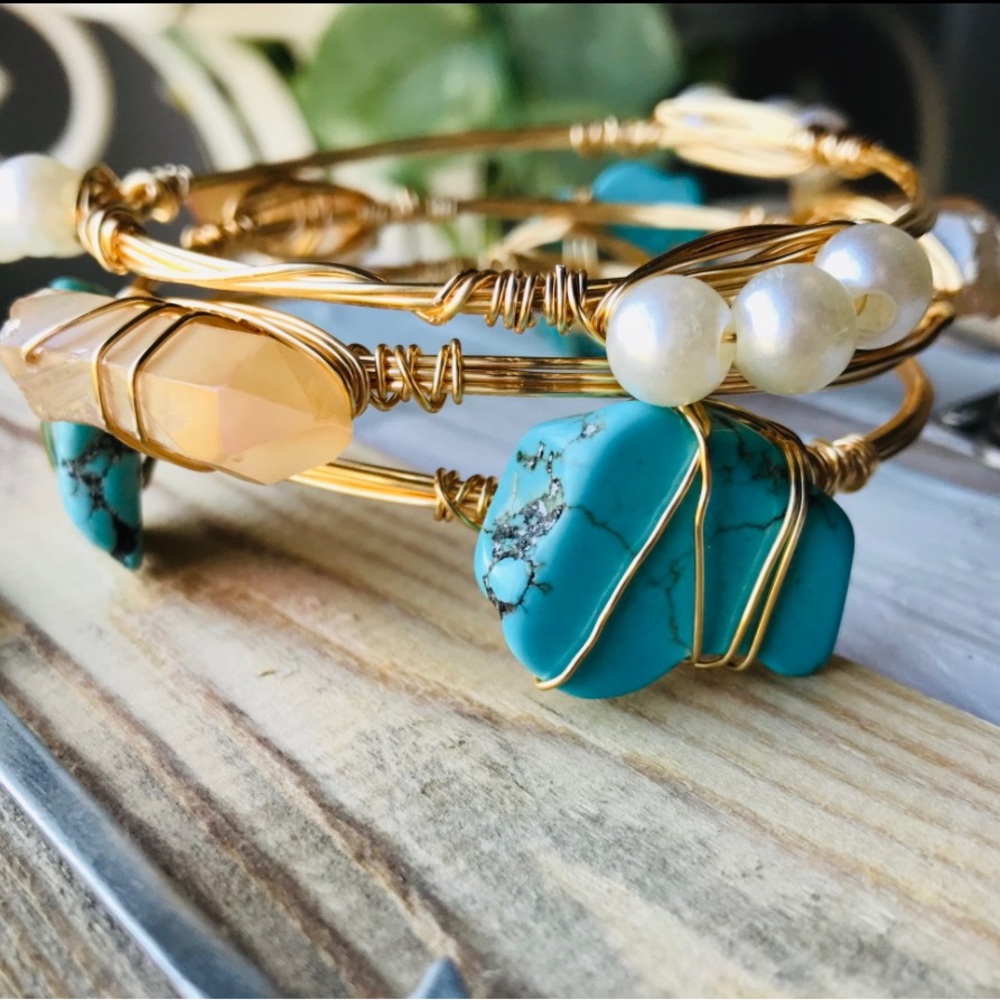 NEW Handmade Wire Wrapped Bangle Bracelet (SET)